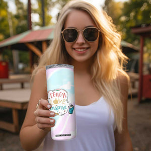 Teacher Skinny Tumbler Teach Love Inspire Back To School Christmas Birthday Gift TB10 Print Your Wear