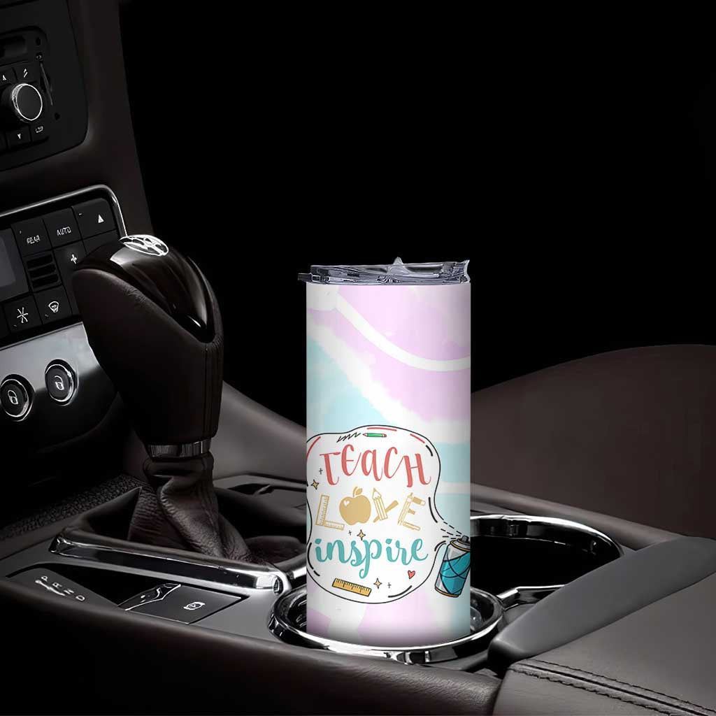 Teacher Skinny Tumbler Teach Love Inspire Back To School Christmas Birthday Gift TB10 Print Your Wear