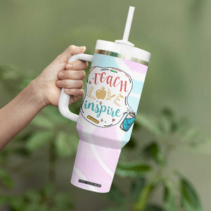 Teacher Tumbler With Handle Teach Love Inspire Back To School Christmas Birthday Gift TB10 Print Your Wear