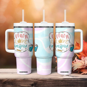 Teacher Tumbler With Handle Teach Love Inspire Back To School Christmas Birthday Gift TB10 Print Your Wear
