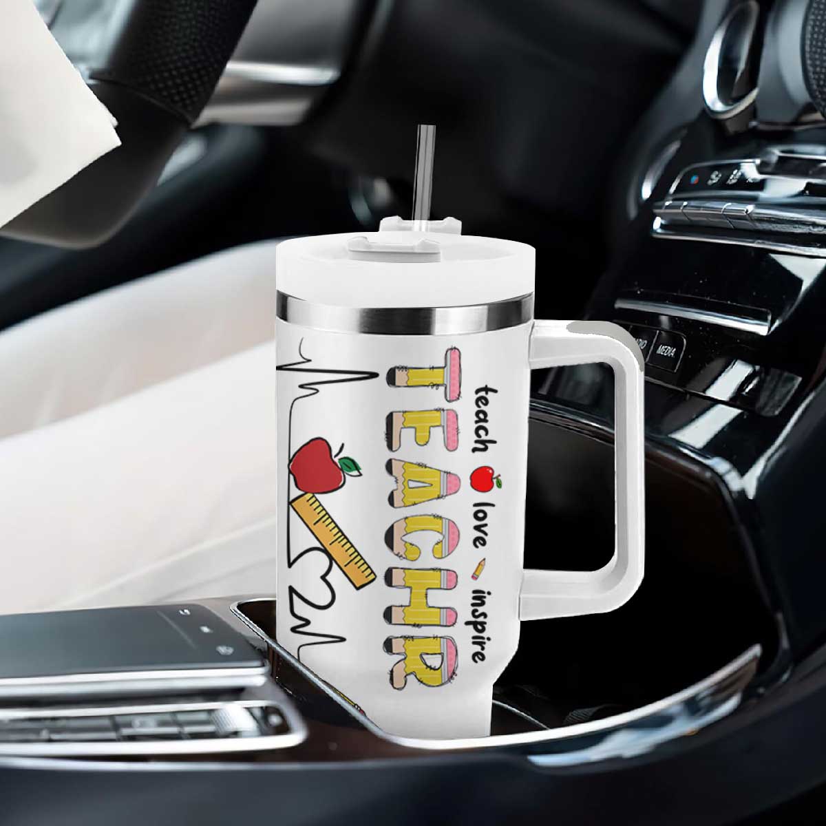Teacher Appreciation Gifts Tumbler With Handle Teach Love Inspire Teachersaurus Gifts From Student TB10 Print Your Wear