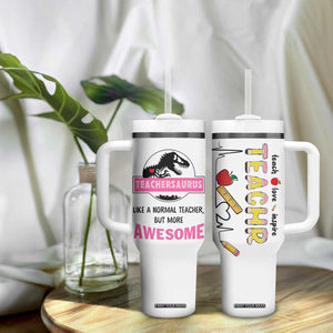 Teacher Appreciation Gifts Tumbler With Handle Teach Love Inspire Teachersaurus Gifts From Student TB10 Print Your Wear
