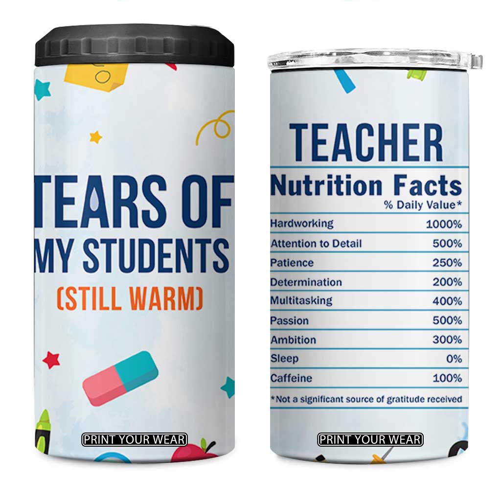 Funny Teacher Appreciation Gifts 4 in 1 Can Cooler Tumbler Tears Of My Students Funny College Professor TB10 One Size: 16 oz Blue Print Your Wear