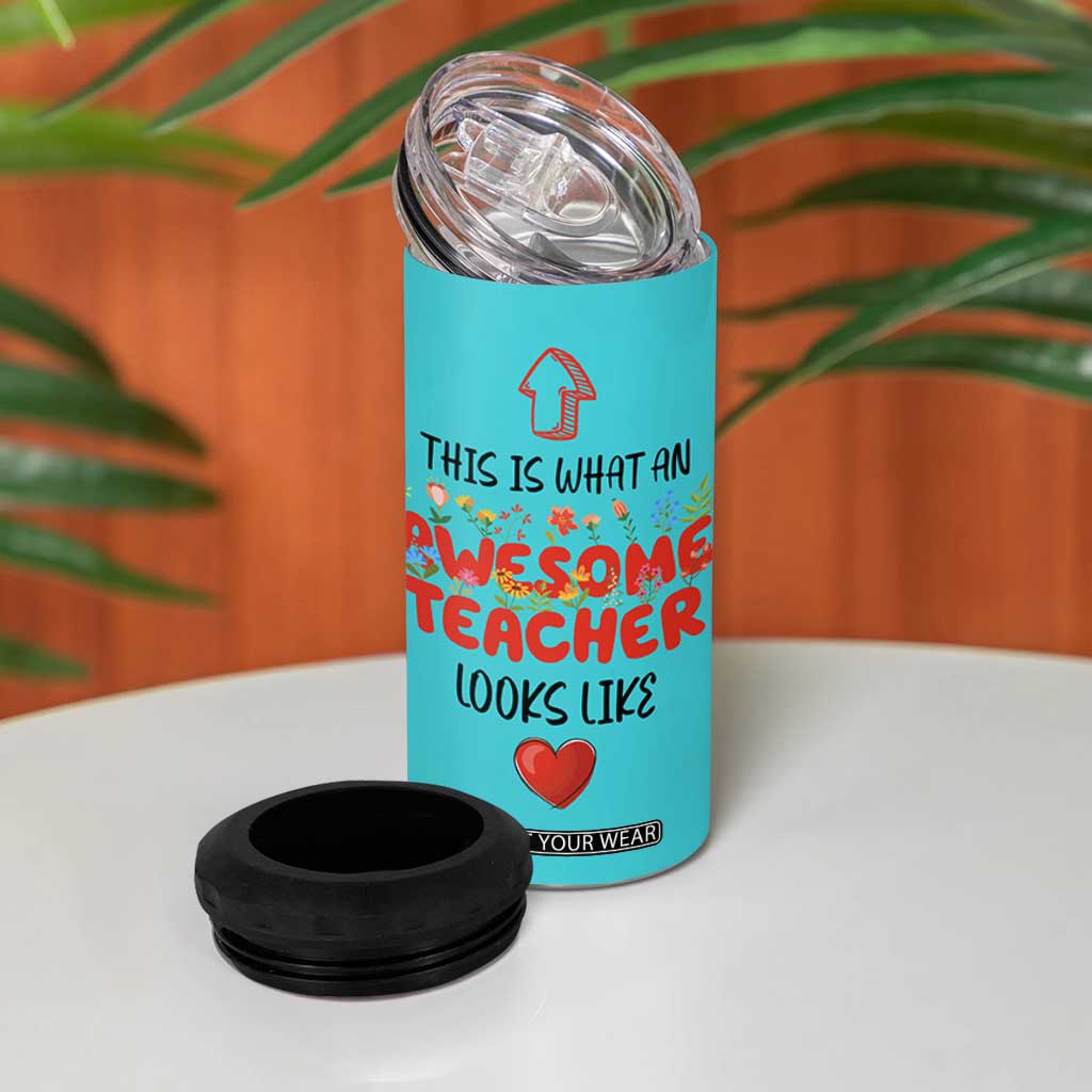 Funny Teacher Gifts 4 in 1 Can Cooler Tumbler This Is What An Awesome Teacher Looks Like TB10 Print Your Wear