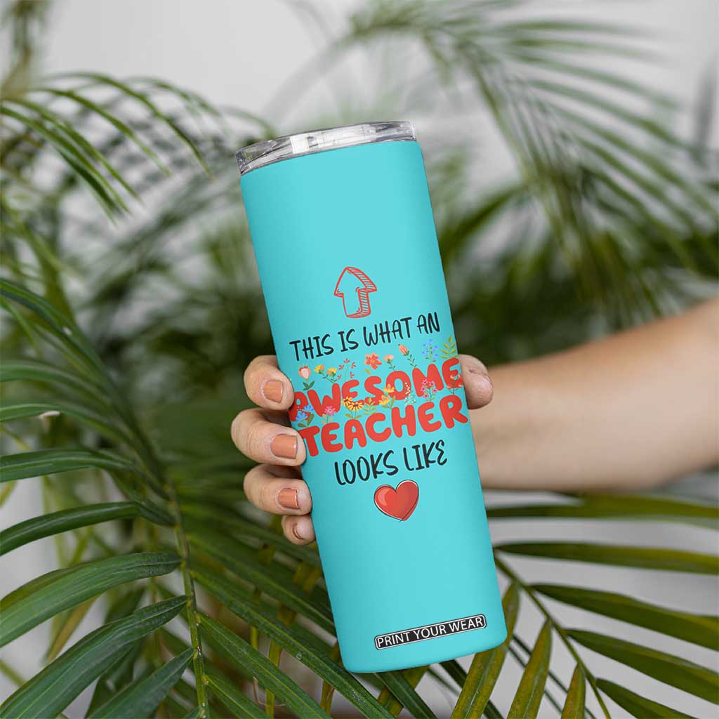 Funny Teacher Gifts Skinny Tumbler This Is What An Awesome Teacher Looks Like TB10 Print Your Wear