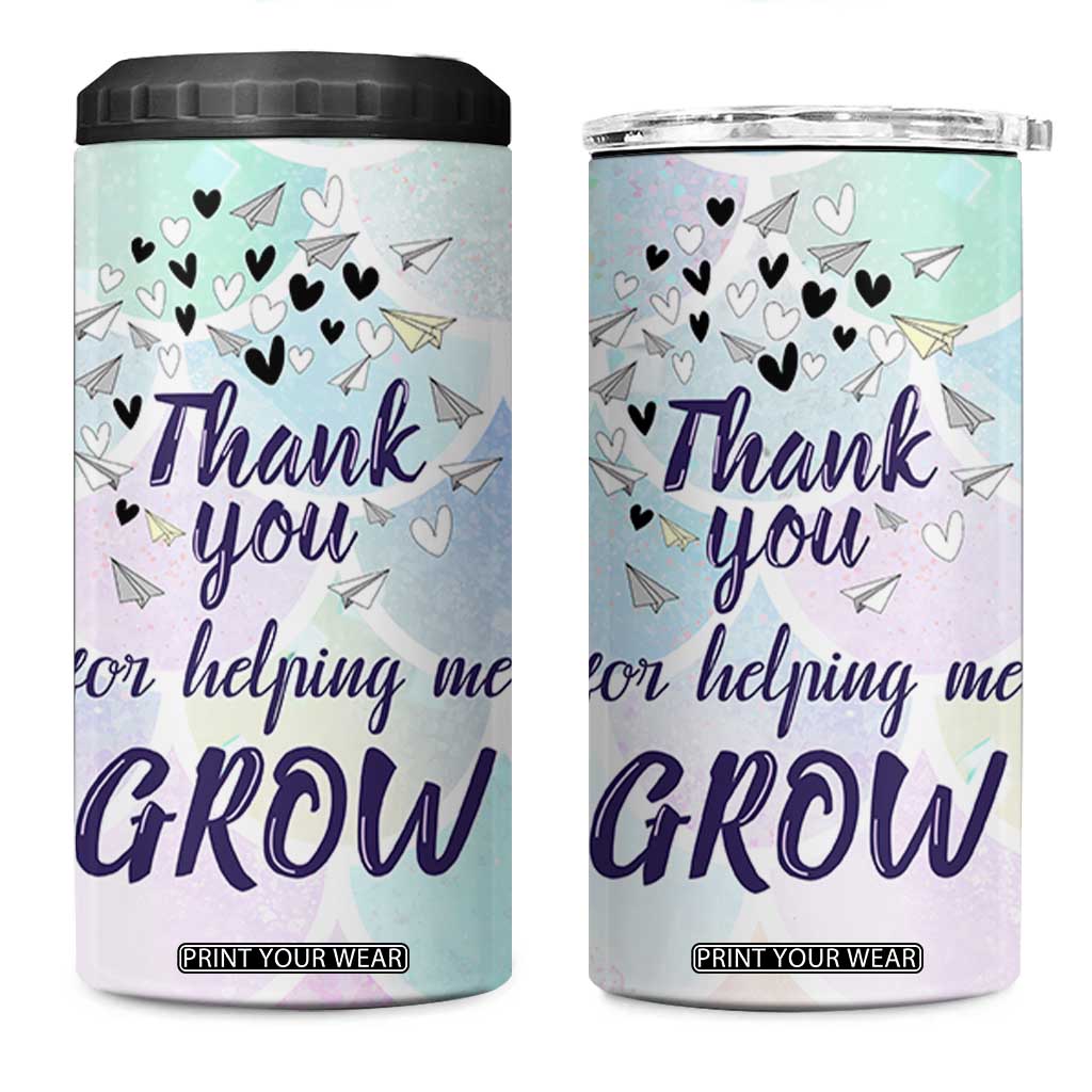 Thank You For Helping Me Grow 4 in 1 Can Cooler Tumbler Thank You Appreciation Gift TB10 One Size: 16 oz Pastel Print Your Wear