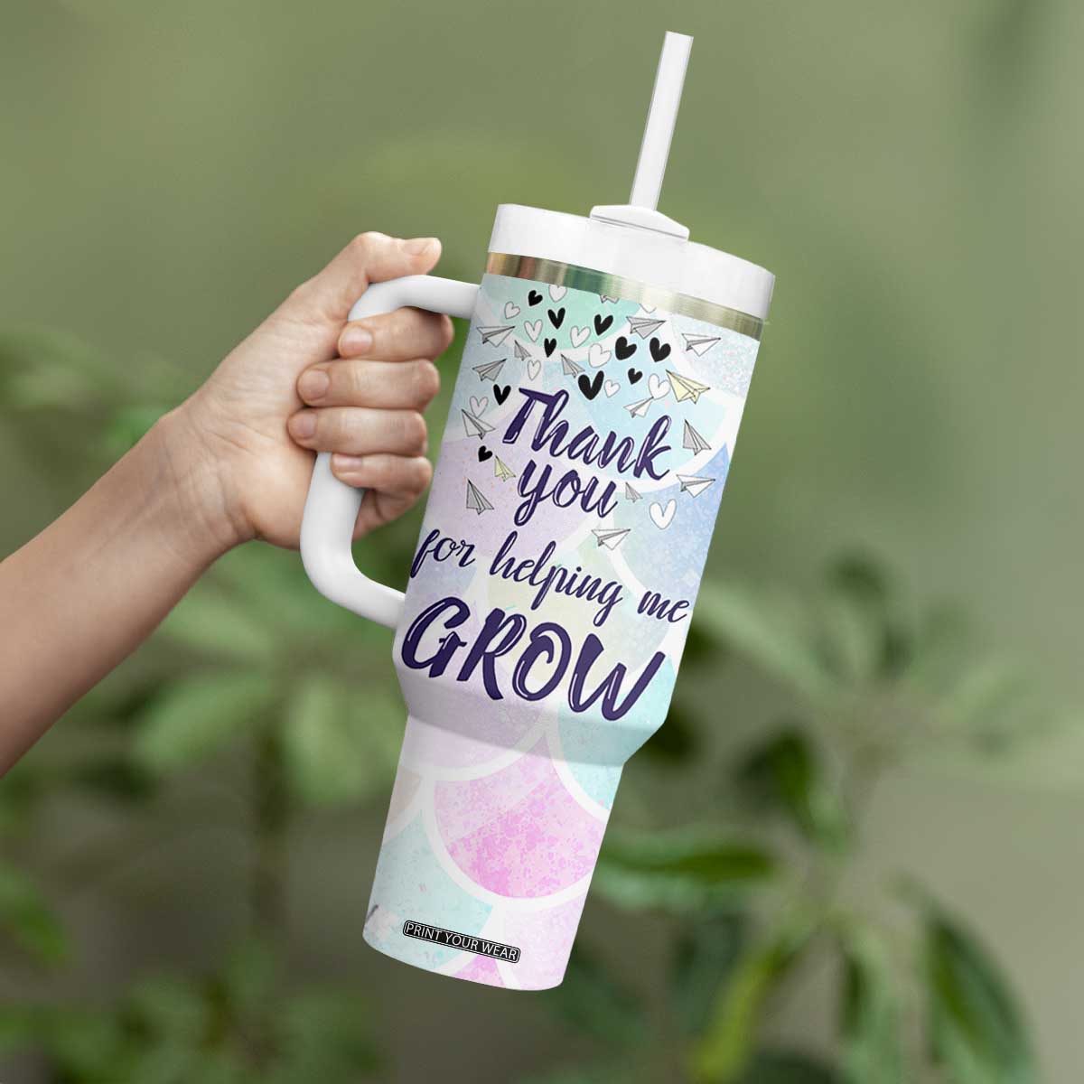 Thank You For Helping Me Grow Tumbler With Handle Thank You Appreciation Gift TB10 Print Your Wear
