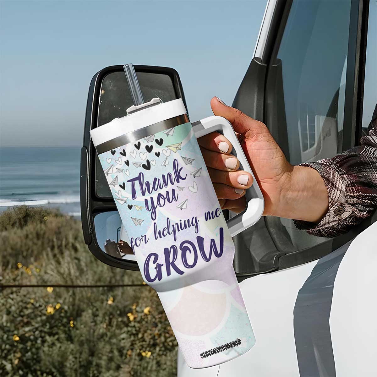 Thank You For Helping Me Grow Tumbler With Handle Thank You Appreciation Gift TB10 Print Your Wear