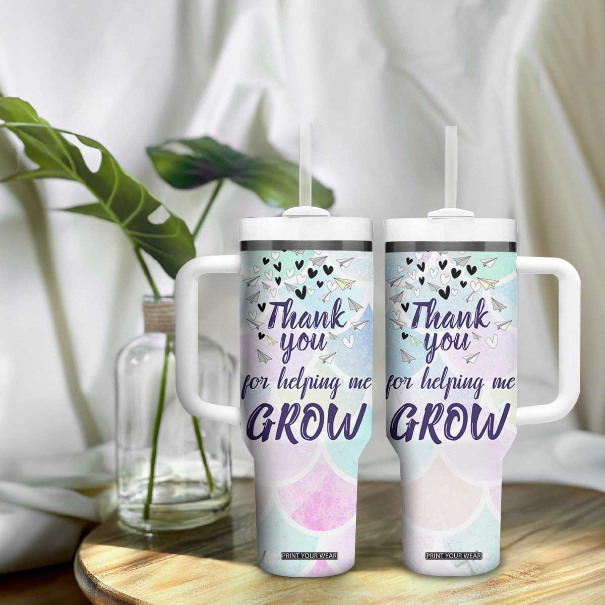 Thank You For Helping Me Grow Tumbler With Handle Thank You Appreciation Gift TB10 Print Your Wear