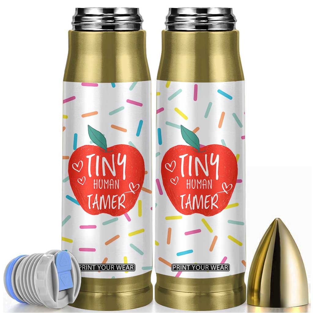 Tiny Human Tamer Teacher Bullet Tumbler Funny Preschool Kindergarten Teachers TB10 White Print Your Wear
