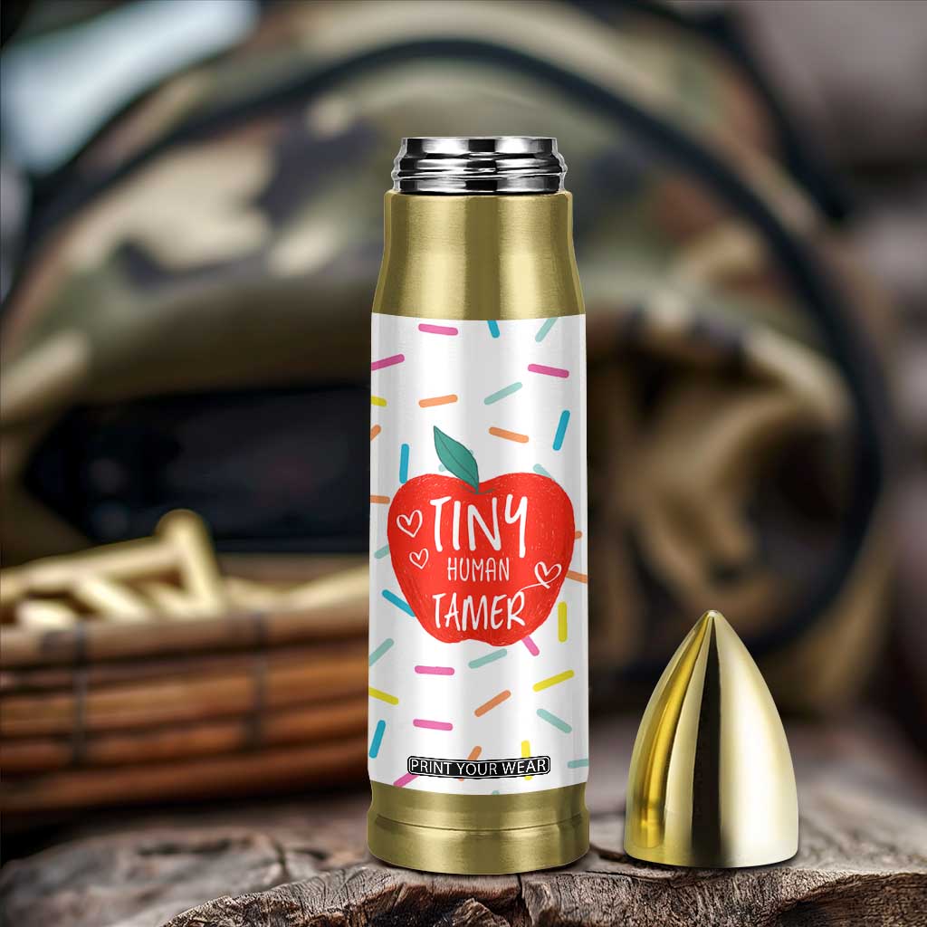 Tiny Human Tamer Teacher Bullet Tumbler Funny Preschool Kindergarten Teachers TB10 Print Your Wear