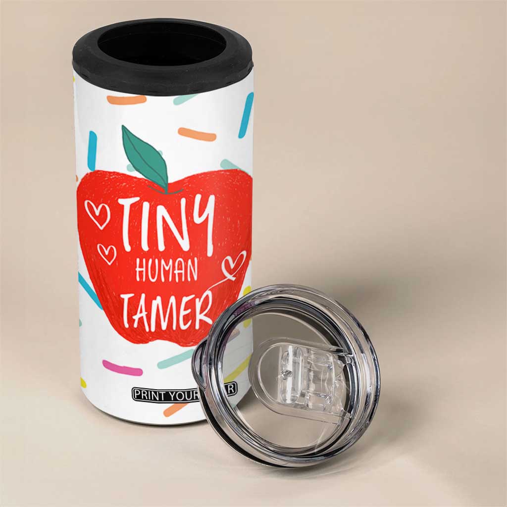 Tiny Human Tamer Teacher 4 in 1 Can Cooler Tumbler Funny Preschool Kindergarten Teachers TB10 Print Your Wear