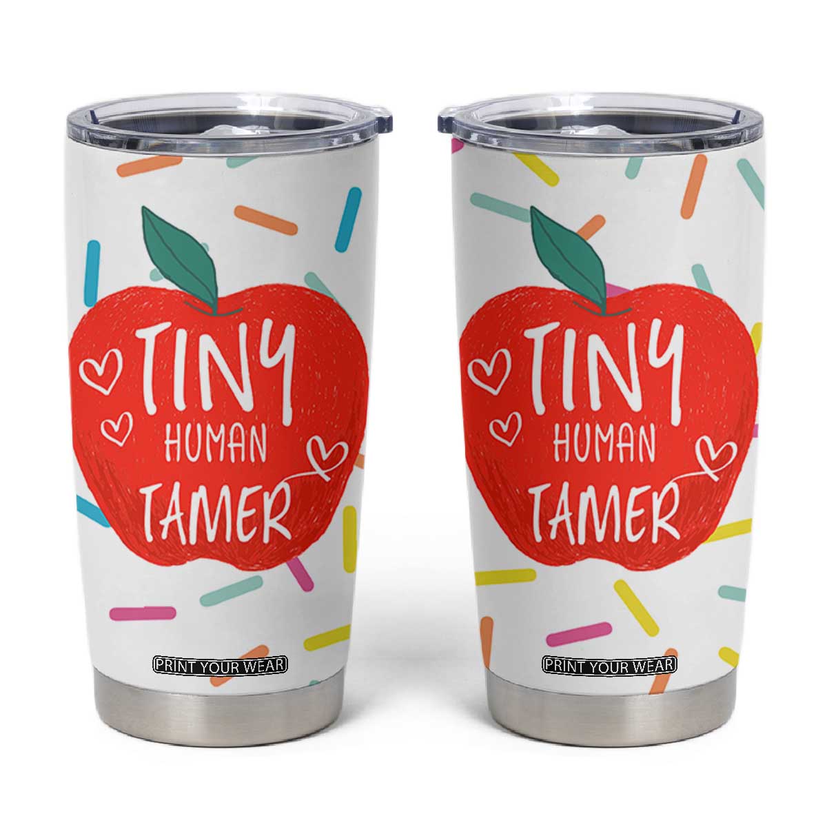 Tiny Human Tamer Teacher Tumbler Cup Funny Preschool Kindergarten Teachers TB10 White Print Your Wear