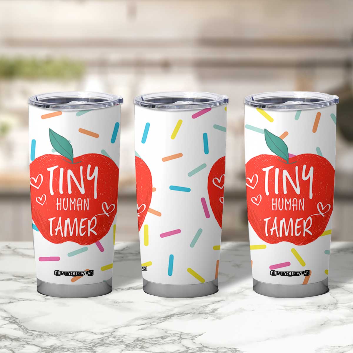 Tiny Human Tamer Teacher Tumbler Cup Funny Preschool Kindergarten Teachers TB10 Print Your Wear