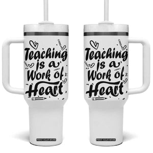 Teacher Appreciation Gift Tumbler With Handle Teaching Is A Work of Heart School Gifts For Teachers TB10 One Size: 40 oz White Print Your Wear