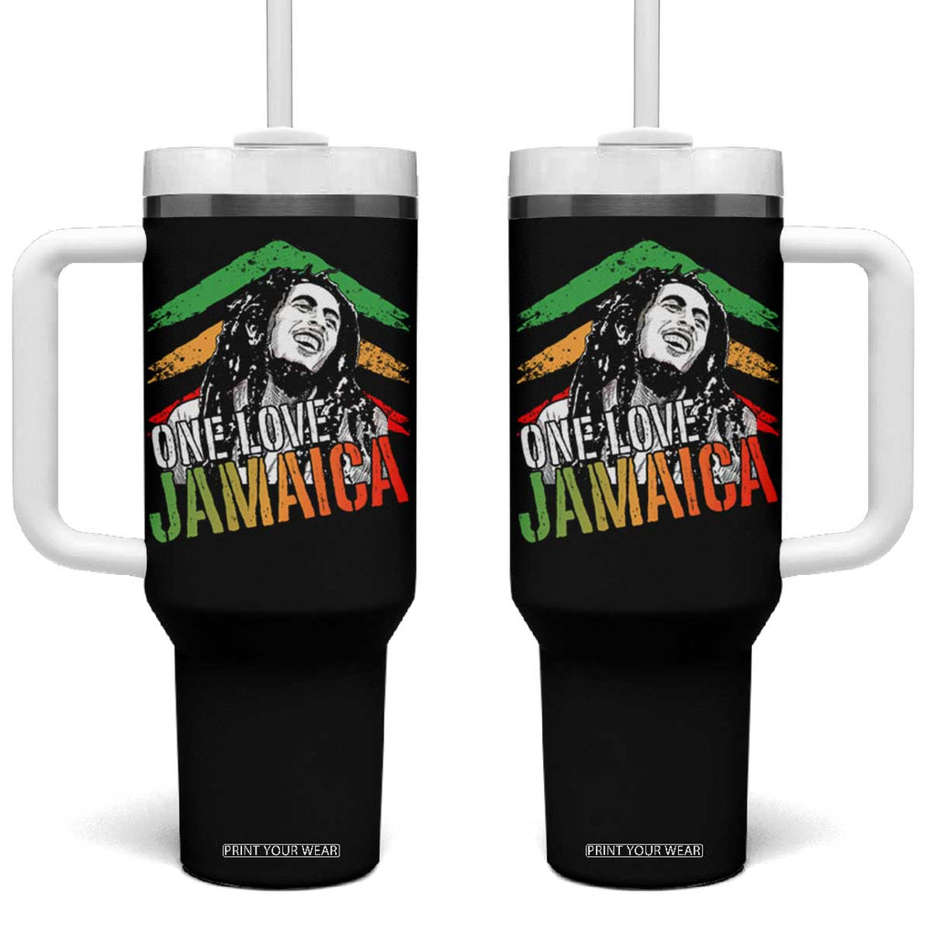 Rasta Reggae Music Marley Tumbler With Handle One Love Jamaica Peace Rastafari Roots TB10 One Size: 40 oz Black Print Your Wear