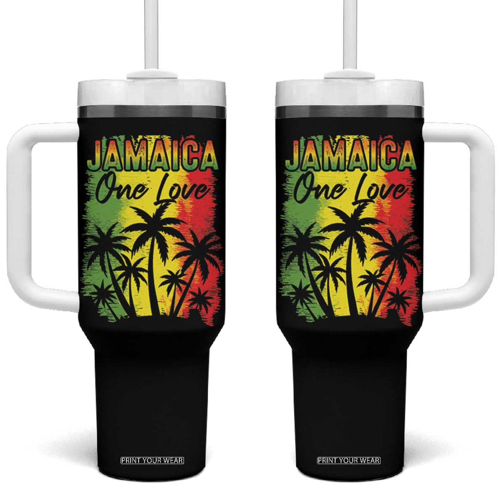 Jamaican Pride Tumbler With Handle One Love Jamaica Peace Sunset Travel Vacation Souvenir TB10 One Size: 40 oz Black Print Your Wear
