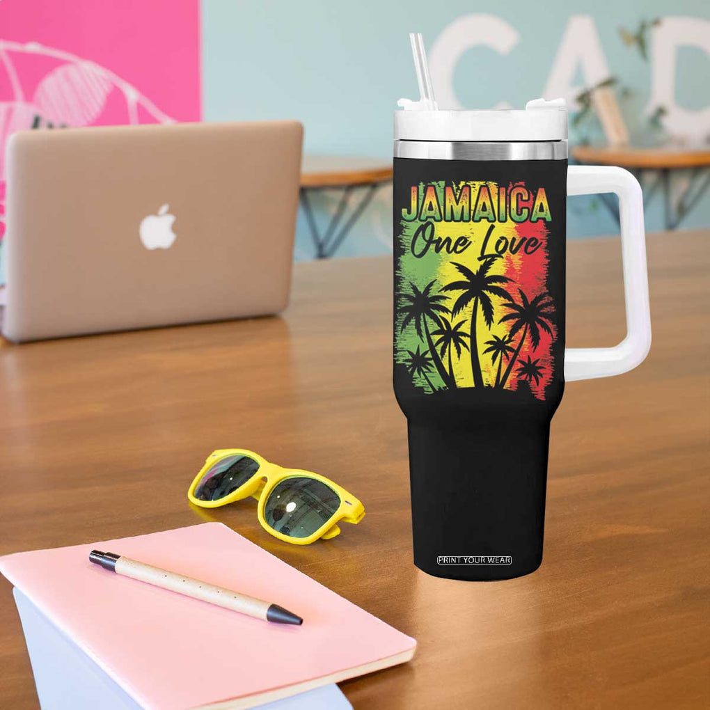 Jamaican Pride Tumbler With Handle One Love Jamaica Peace Sunset Travel Vacation Souvenir TB10 Print Your Wear