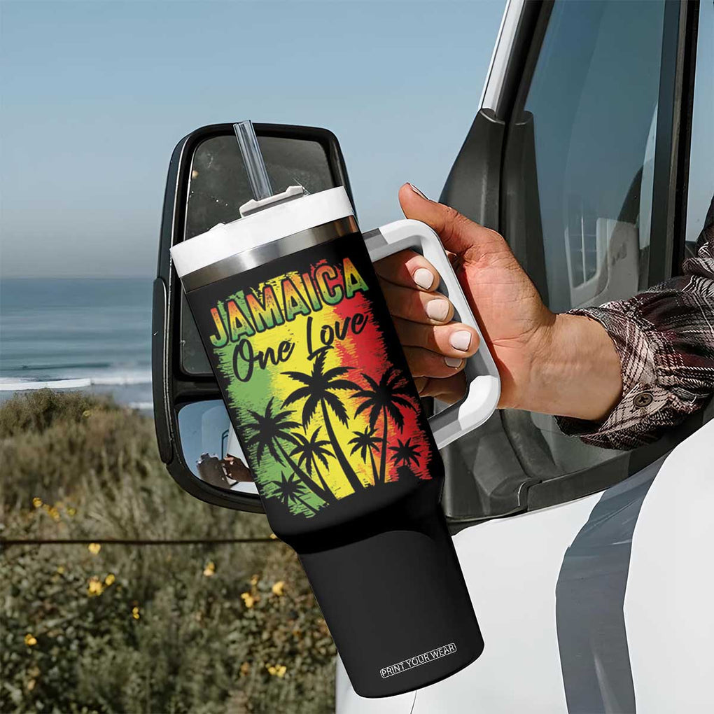 Jamaican Pride Tumbler With Handle One Love Jamaica Peace Sunset Travel Vacation Souvenir TB10 Print Your Wear