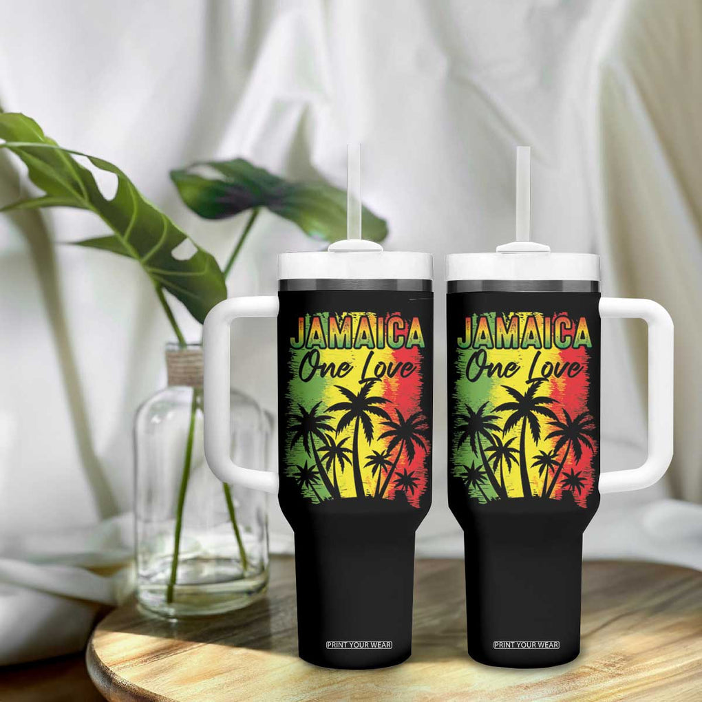 Jamaican Pride Tumbler With Handle One Love Jamaica Peace Sunset Travel Vacation Souvenir TB10 Print Your Wear
