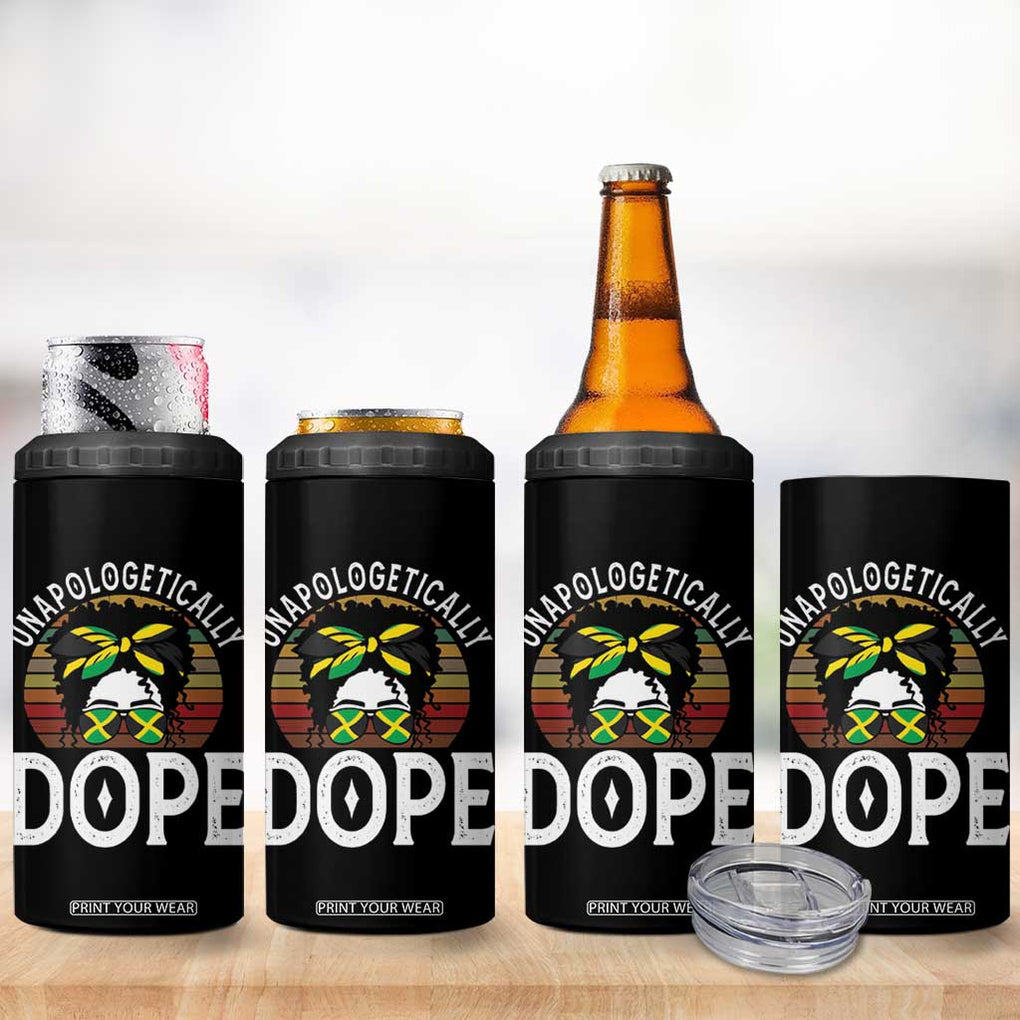 Jamaican Girl 4 in 1 Can Cooler Tumbler Unapologetically Dope Black Pride Melanin Afro Jamaica Flag Messy Bun TB10 Print Your Wear