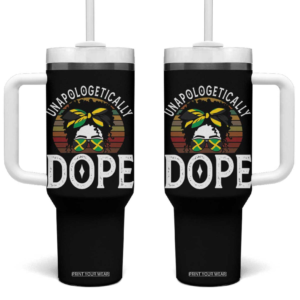 Jamaican Girl Tumbler With Handle Unapologetically Dope Black Pride Melanin Afro Jamaica Flag Messy Bun TB10 One Size: 40 oz Black Print Your Wear