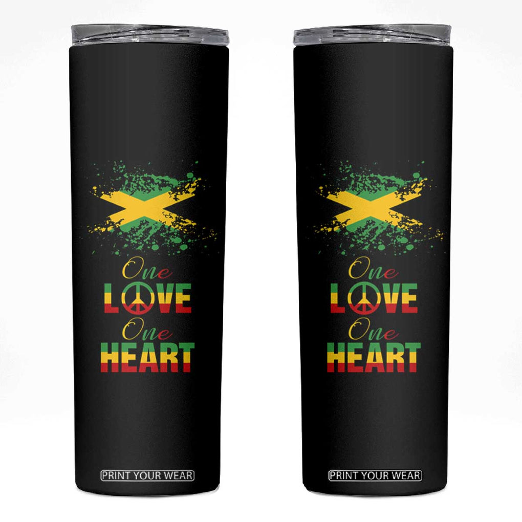 Roots Rock Reggae Skinny Tumbler One Love One Heart Marley Peace Rastafari TB10 Black Print Your Wear