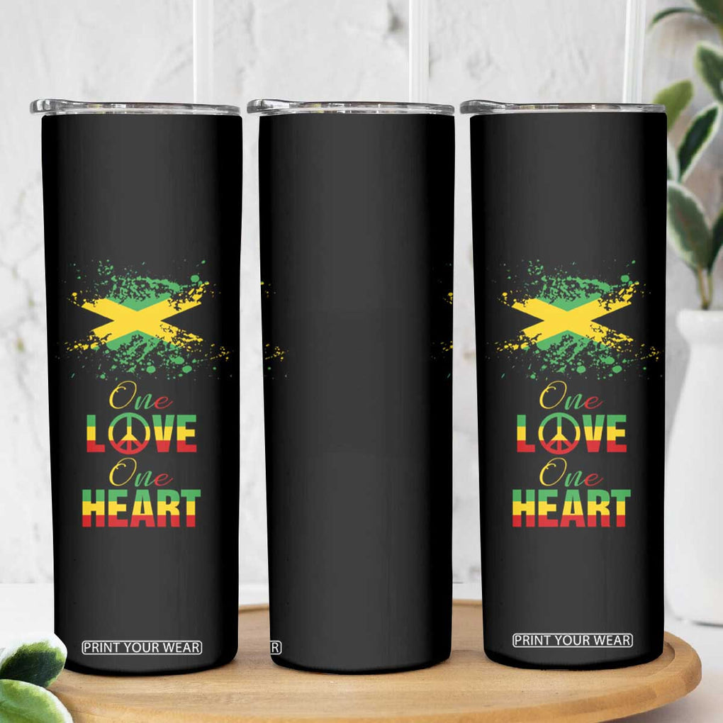 Roots Rock Reggae Skinny Tumbler One Love One Heart Marley Peace Rastafari TB10 Print Your Wear