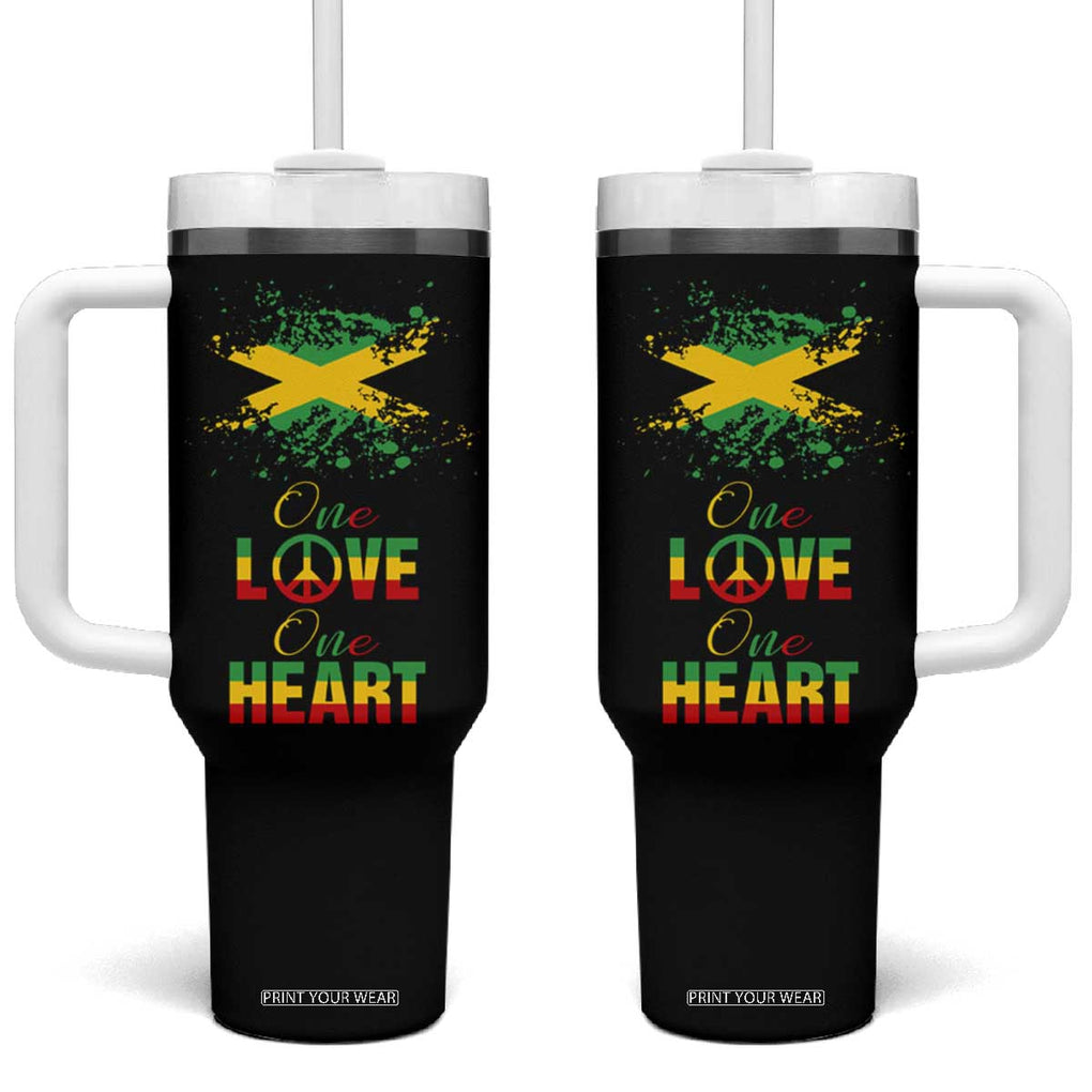 Roots Rock Reggae Tumbler With Handle One Love One Heart Marley Peace Rastafari TB10 One Size: 40 oz Black Print Your Wear