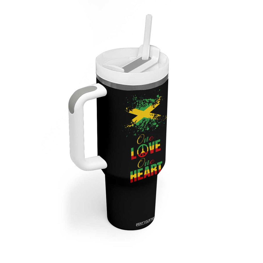 Roots Rock Reggae Tumbler With Handle One Love One Heart Marley Peace Rastafari TB10 Print Your Wear