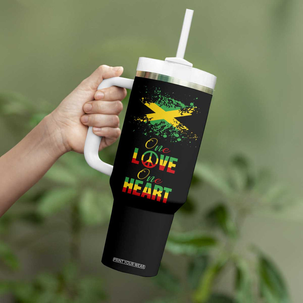 Roots Rock Reggae Tumbler With Handle One Love One Heart Marley Peace Rastafari TB10 Print Your Wear