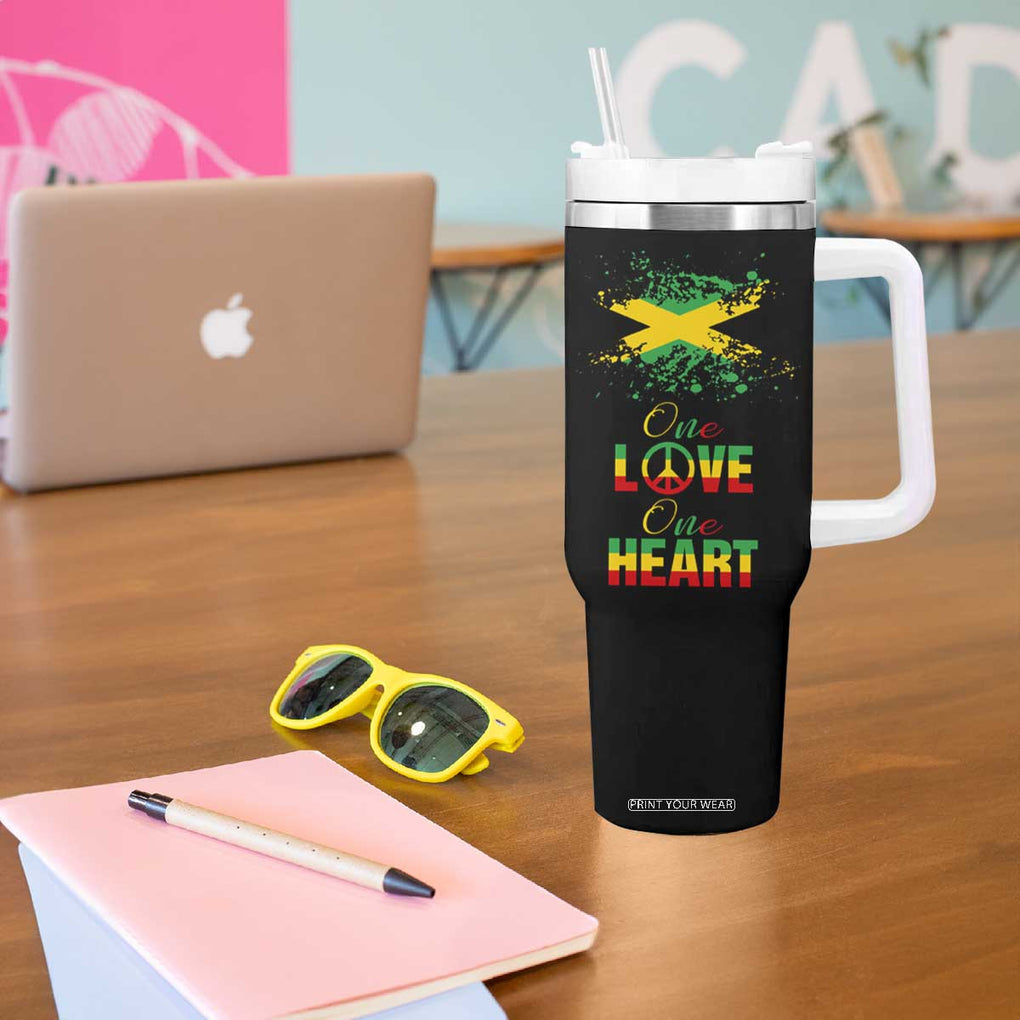 Roots Rock Reggae Tumbler With Handle One Love One Heart Marley Peace Rastafari TB10 Print Your Wear