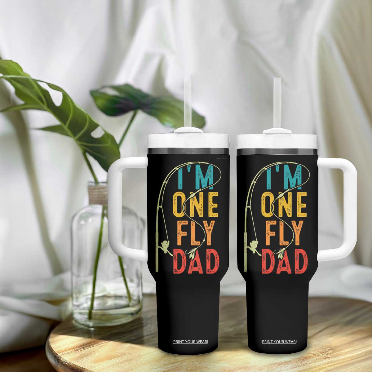 Fly Fishing Tumbler With Handle Funny Fathers Day Reel Cool Dad Papa Fly Tying Fisherman TB10 Print Your Wear