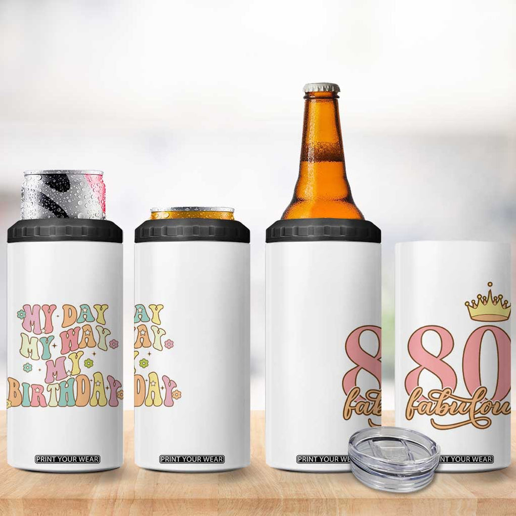 Funny 80th Birthday Gift Idea 4 in 1 Can Cooler Tumbler Women Mom Grandma Turning 80 Gifts for Her TB10 Print Your Wear