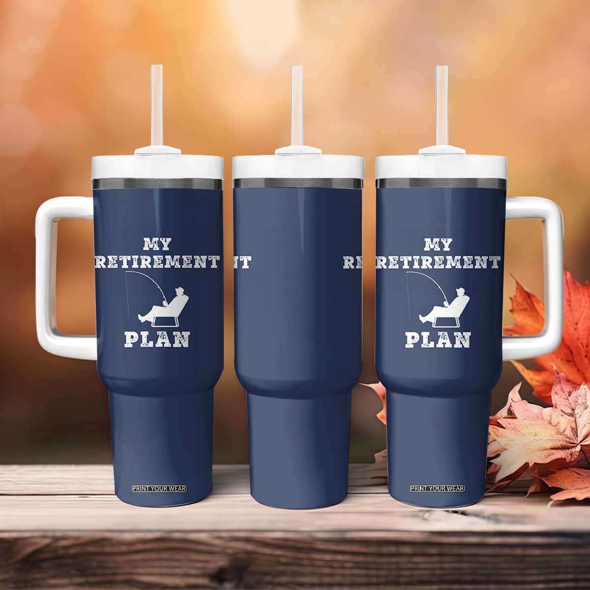 Fishing Retirement Plan Tumbler With Handle Fisherman Jokes Rod Pole Grandpa TB10 Print Your Wear