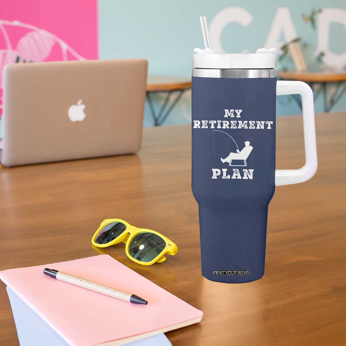 Fishing Retirement Plan Tumbler With Handle Fisherman Jokes Rod Pole Grandpa TB10 Print Your Wear