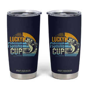 Lucky Fishing Tumbler Cup Funny Fathers Day Fishing Gifts For Men TB10 Navy Print Your Wear