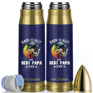 Fishing Gifts For Men Bullet Tumbler Best Papa Ever Bass Fish Fisherman Fathers Day Gift TB10 Navy Print Your Wear