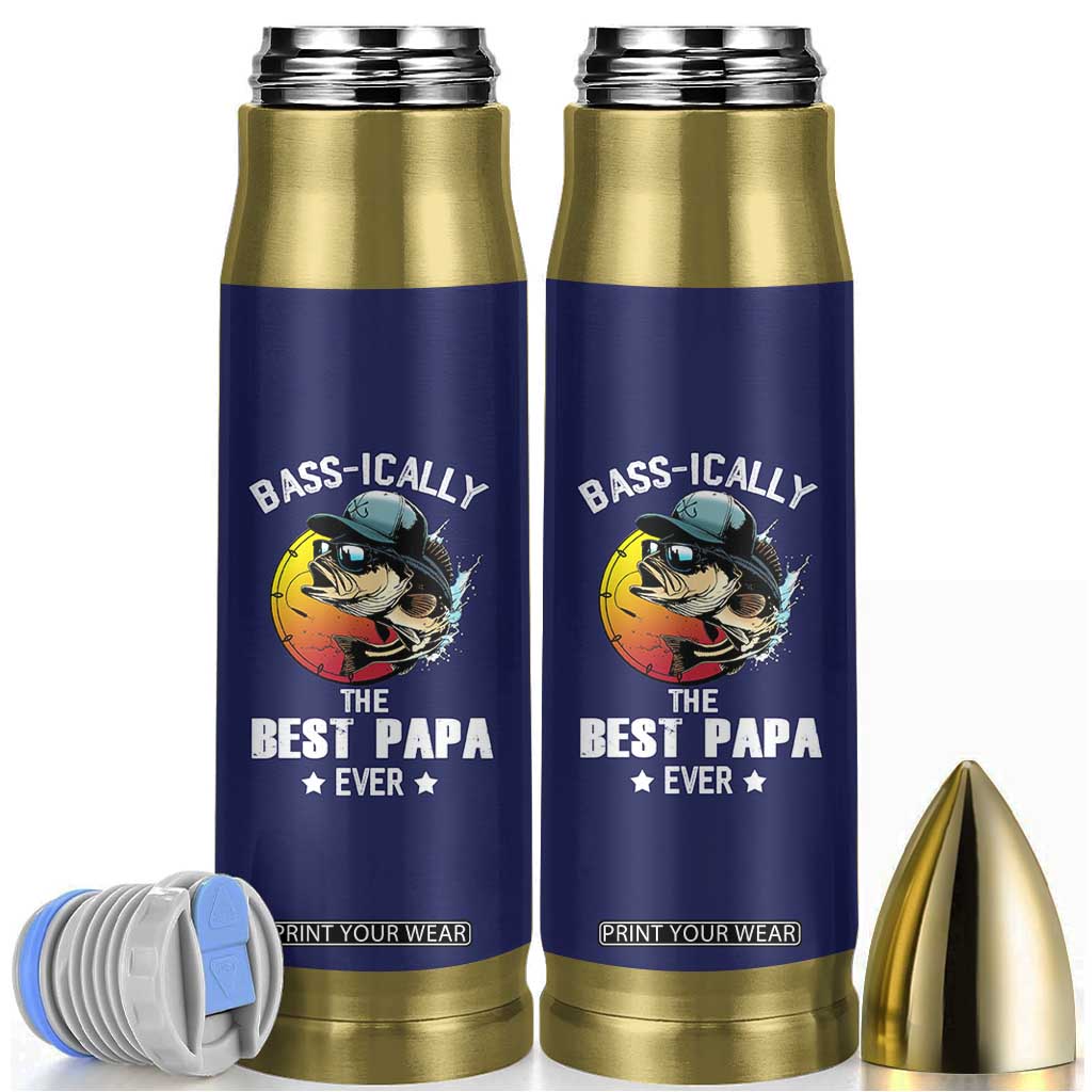 Fishing Gifts For Men Bullet Tumbler Best Papa Ever Bass Fish Fisherman Fathers Day Gift TB10 Navy Print Your Wear