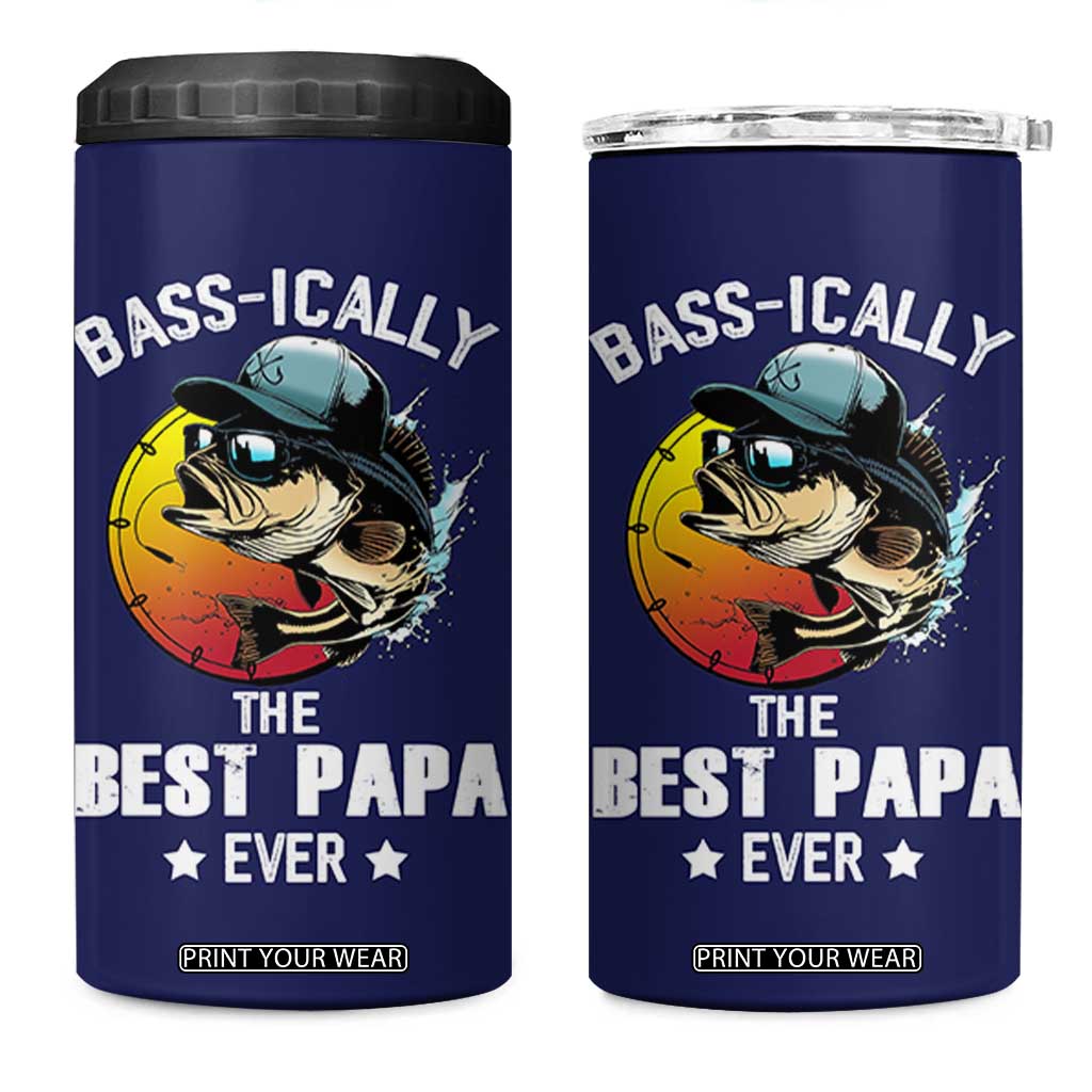 Fishing Gifts For Men 4 in 1 Can Cooler Tumbler Best Papa Ever Bass Fish Fisherman Fathers Day Gift TB10 One Size: 16 oz Navy Print Your Wear
