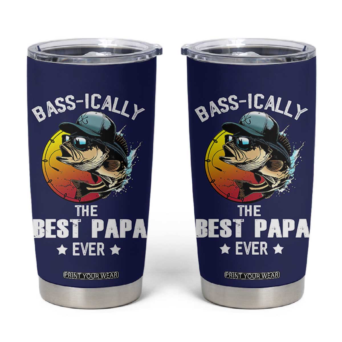 Fishing Gifts For Men Tumbler Cup Best Papa Ever Bass Fish Fisherman Fathers Day Gift TB10 Navy Print Your Wear