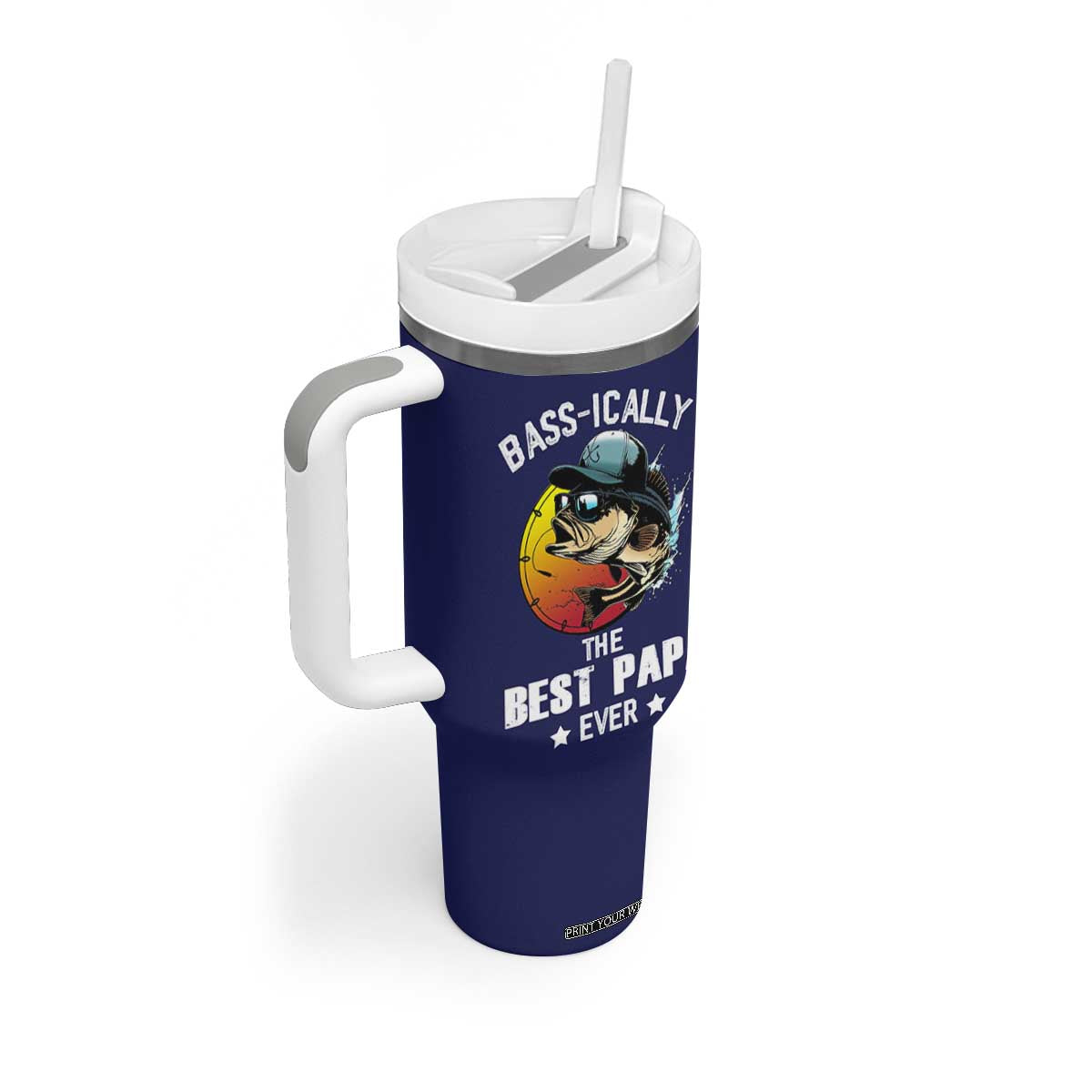 Fishing Gifts For Men Tumbler With Handle Best Papa Ever Bass Fish Fisherman Fathers Day Gift TB10 Print Your Wear