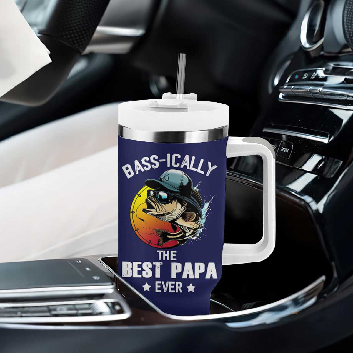 Fishing Gifts For Men Tumbler With Handle Best Papa Ever Bass Fish Fisherman Fathers Day Gift TB10 Print Your Wear