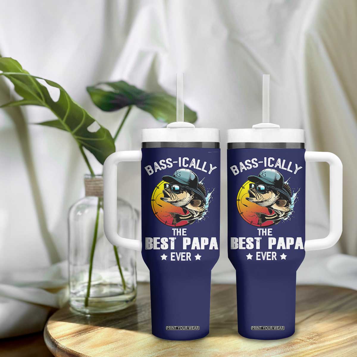 Fishing Gifts For Men Tumbler With Handle Best Papa Ever Bass Fish Fisherman Fathers Day Gift TB10 Print Your Wear