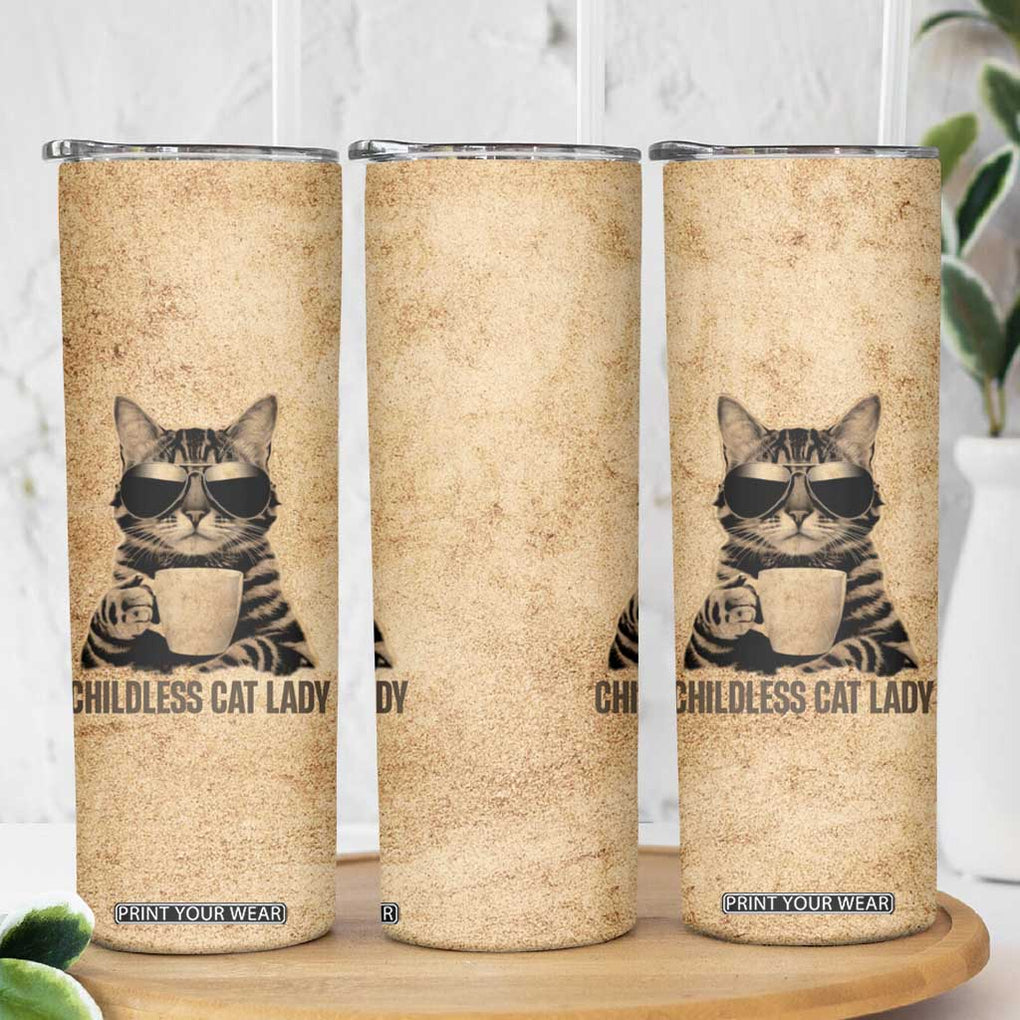 President Kamala Harris 2024 Skinny Tumbler Vintage Coffee Cat Childless Cat Lady TB10 Print Your Wear