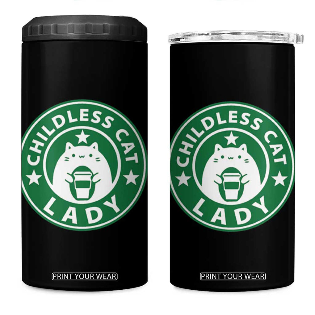 President Kamala Harris 2024 4 in 1 Can Cooler Tumbler Funny Coffee Cat Childless Cat Lady TB10 One Size: 16 oz Black Print Your Wear
