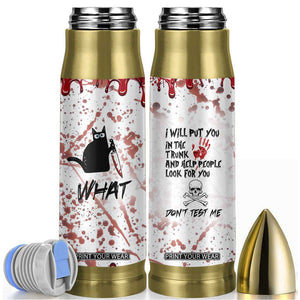 Funny Cat Lover Gifts Bullet Tumbler Halloween Murderous Cat With Knife What TB10 White Print Your Wear