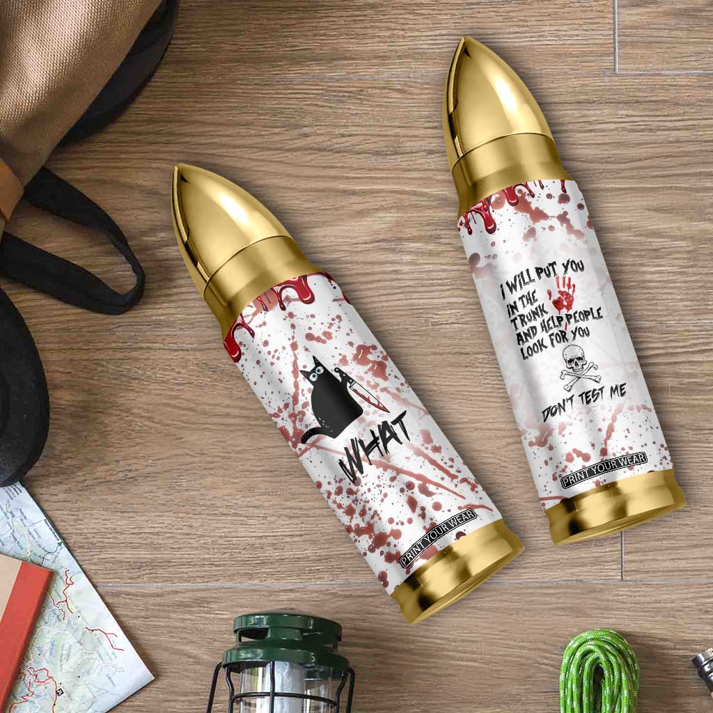 Funny Cat Lover Gifts Bullet Tumbler Halloween Murderous Cat With Knife What TB10 Print Your Wear