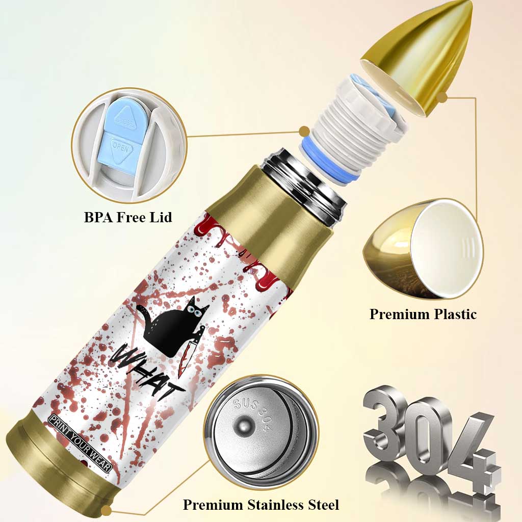 Funny Cat Lover Gifts Bullet Tumbler Halloween Murderous Cat With Knife What TB10 Print Your Wear