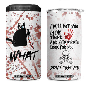 Funny Cat Lover Gifts 4 in 1 Can Cooler Tumbler Halloween Murderous Cat With Knife What TB10 One Size: 16 oz White Print Your Wear